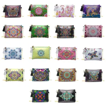 

Women Leather Chain Shoulder Bag with Rhinestone Painting Cover Lady Fashion Messenger Crossbody DIY Tote Purse Satchel Handbag