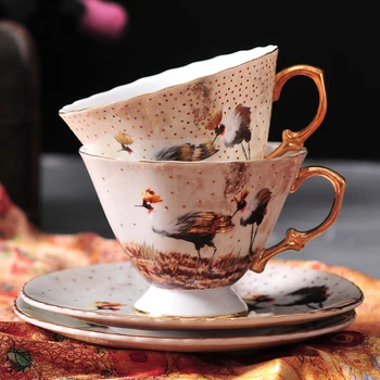 

Creative Pastoral Style Bone China Coffee Cup Europe Cnd Saucer Set New Espresso Cafe Luxury Afternoon Flower Tea
