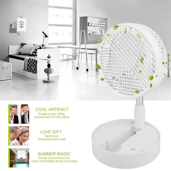 

USB Table Fan Foldable Telescopic Floor Fan with 10000mAh Rechargeable Battery 4 Speeds Adjustable for Home Outdoor