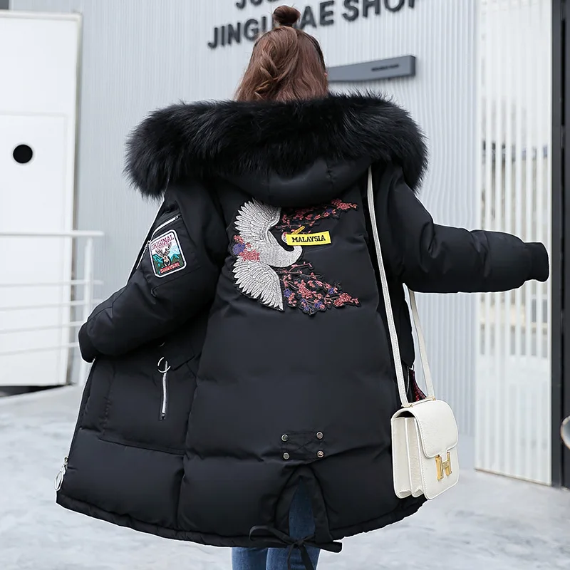 

Photo Shoot 2018 New Style down Jacket Women's Korean-style Large Size Slimming Embroidered Cotton-padded Clothes down Coat