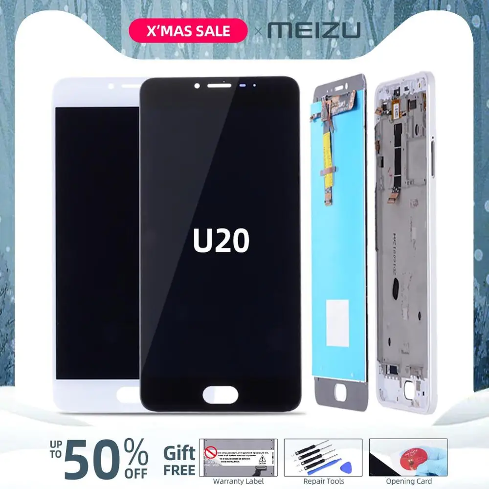 Дисплей для Meizu U20 LCD в сборе с тачскрином на рамке 5.5'' черный белый