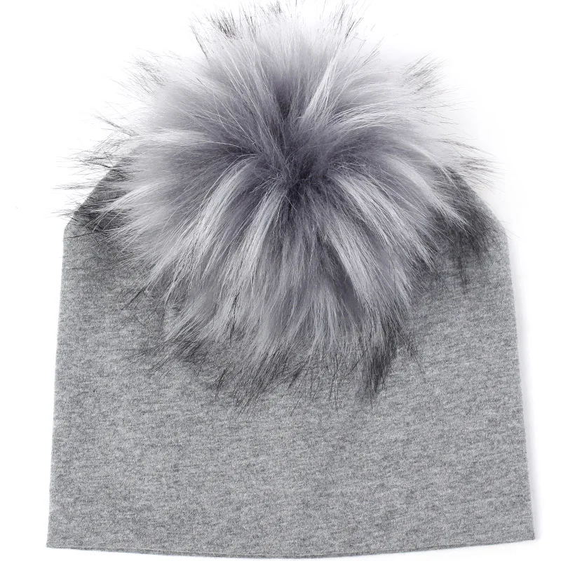 dark gray 19 Geebro детская мягкая хлопковая шапка с меховым помпоном, шапки для новорожденных мальчиков и девочек, осенне-зимние шапки для малышей - Цвет: dark gray 19