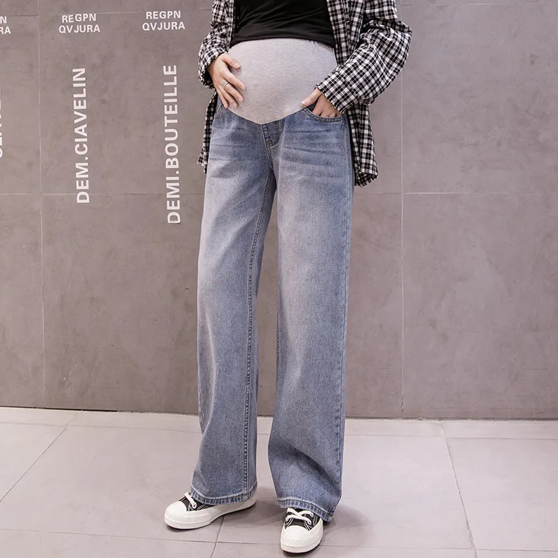 

Boyfriend Loose Jeans Maternity Abdominal Pant Wide Leg Bell-bottom High Waist Trousers For Pregnant Women Pants Pregnancy Jeans