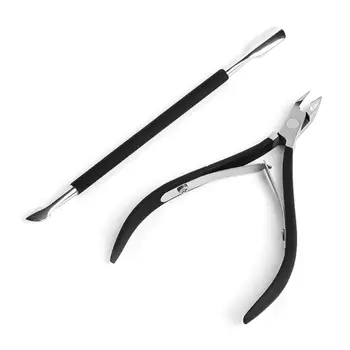 

Stainless Steel Cuticle Manicure Care Cutter Nippers Clipper with Cuticle Pusher