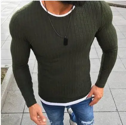 Мужской пуловер, вязаный Однотонный свитер с круглым вырезом, мужские повседневные свитера с длинным рукавом размера плюс, одежда красного, серого, зеленого, черного цвета