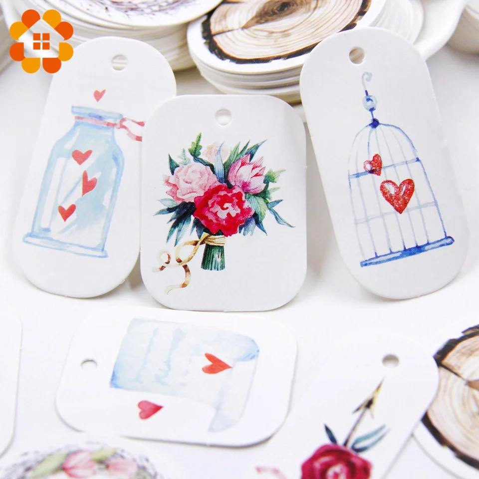 50PCS/Lot Beautiful Paper Tags with Hemp Rope Wedding DIY Package Party Decorations Mariage Valentines Day Gifts Decor Supplies acrylic heart tags