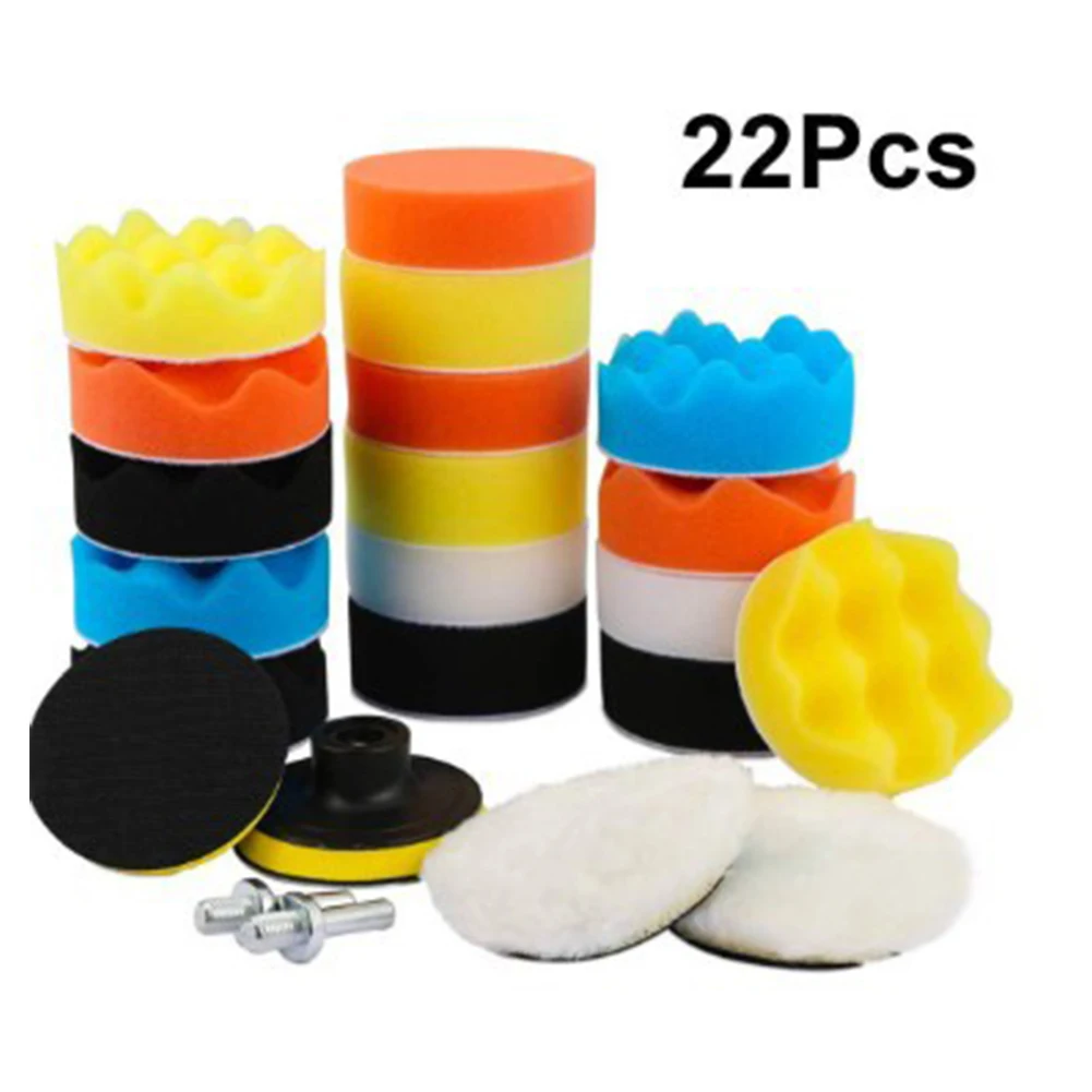 

22pcs Reusable Bendable Practical Tools Car Accessories Waxing Disc Polishing Pad Drill Sponge Round Accessories Buffing Auto