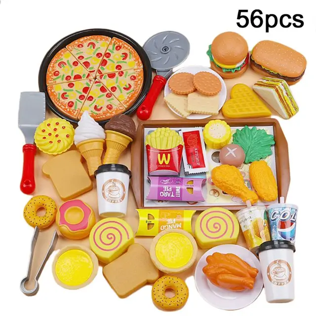 56/58/88Pcs/set Children Simulation Steamer Burger Set Meal Food Kitchenware Kit Parent-child Interactive Play House Toy 1