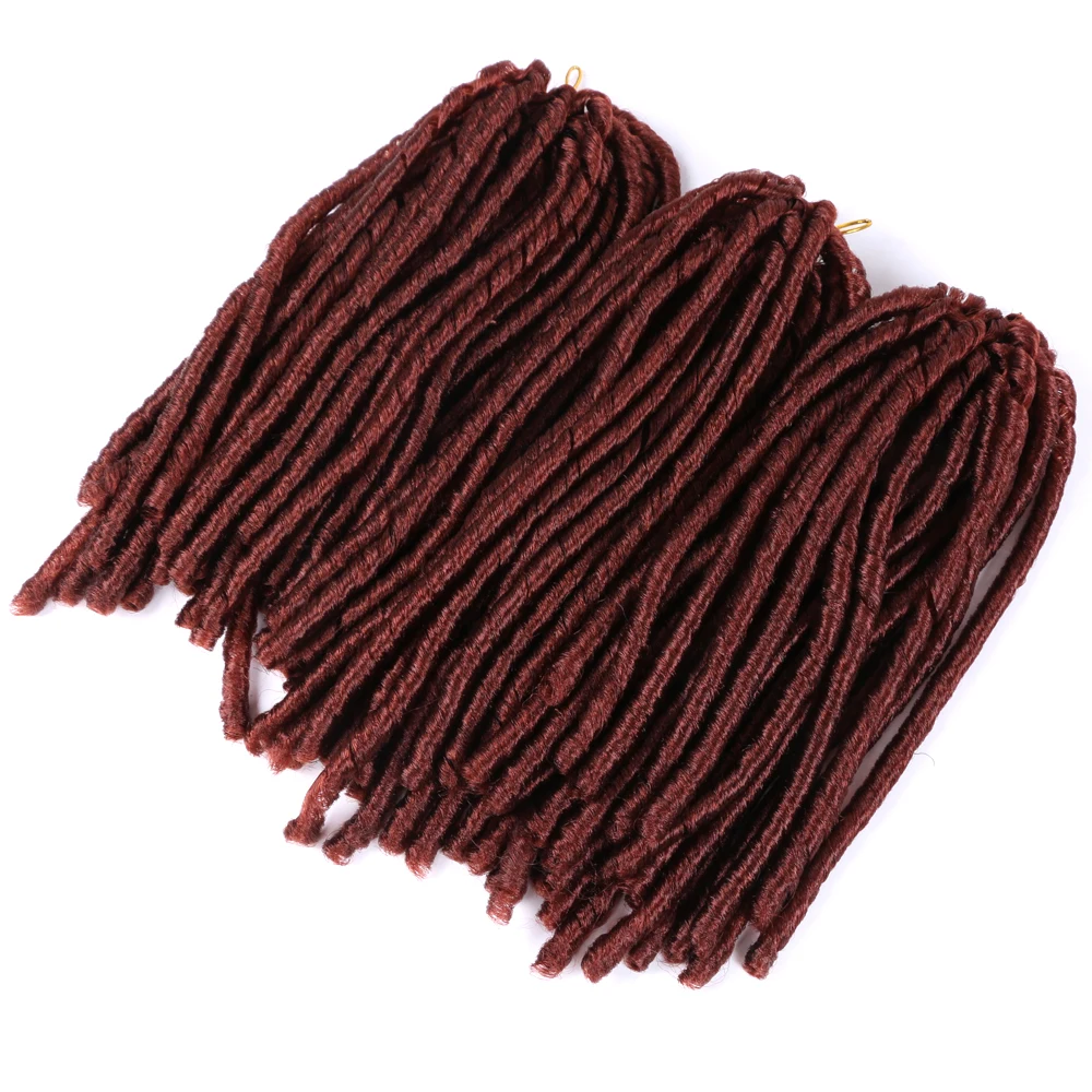 Pervado Hair 14&lsquo;&rsquo; 70g/pack Nina Softex Crochet Braids Synthetic Faux Locs Hair Extension Reddish Brown Pre-looped Braiding