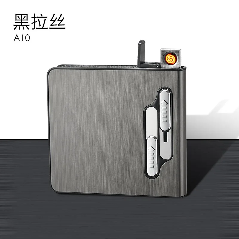 3 Креативный чехол для 20 сигарет, электронная USB Зажигалка, металлическая коробка для сигарет, ветрозащитные автоматические всплывающие зажигалки - Цвет: 3