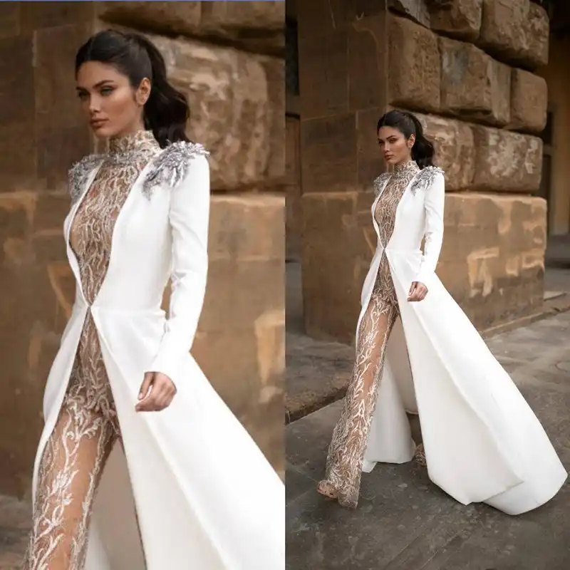 vestido de casamento de renda longo