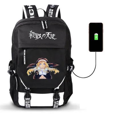 Angel of Death Anime USB Port Backpack Boy Girls Men Women Bag Travel School Bag Teenager Laptop Book Bag Mochila - Цвет: Style 4