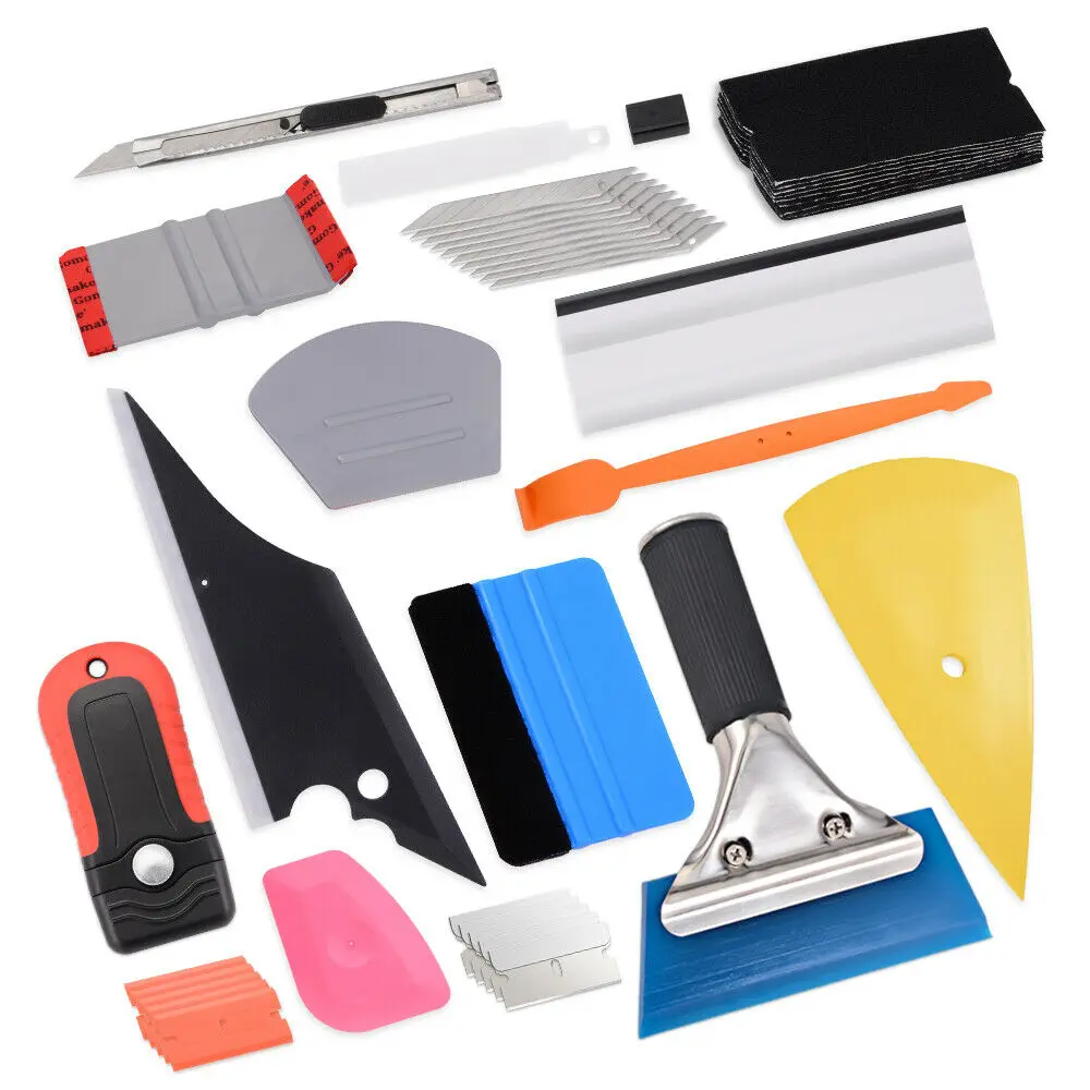 

EHDIS Carbon Foil Film Scraper Cutter Tool Kit Magnetic Squeegee Vinyl Car Wrap Sticker Glue Window Tint Clean Auto Accessories