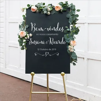 

Portuguese Wedding Welcome Sign Stickers Rustic Wooden Vinyl Decals Bem-vindos ao nosso casamento Personalised Decal G743