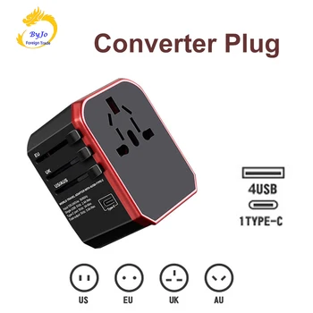 

Adapter plug quick charge Type-C global pass universal adapter travel multi-function adapter 4USB EU UK AU US
