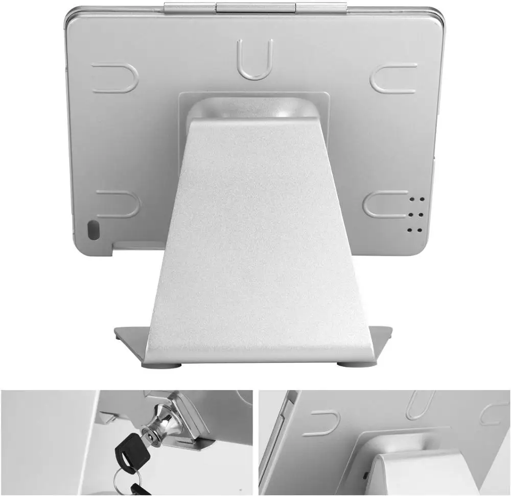 Security Tablet Stand Holder, Desktop Anti-Theft POS Holder 360° Rotation with Lock and Key for iPad 2,3,4 iPad air/air 2