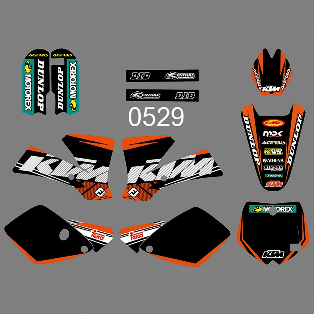 

For KTM 65SX 65 SX 2000-2008 Graphics Decals Stickers Custom Number Name 3M Full Motorcycle Backgrounds Stickers Accessories
