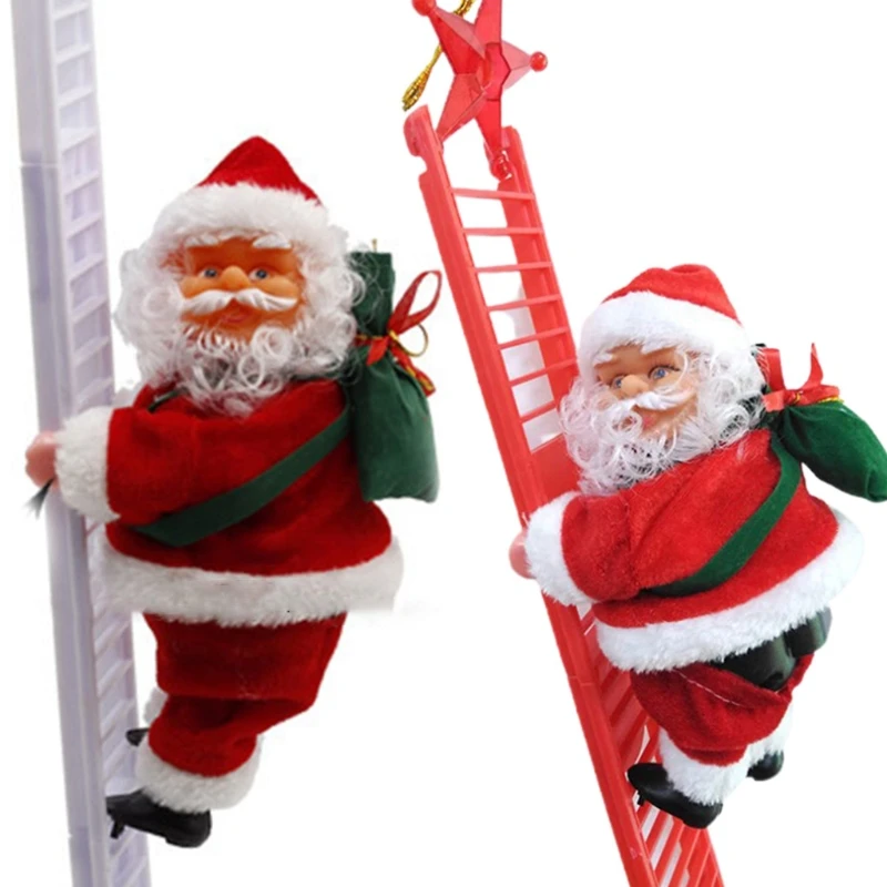 2024 New 20x12.5cm/7.87x4.92in Funny Electric Santa Claus Climbing Ladder Funny Toy for Creative Supplies Kids Relieve Boredom