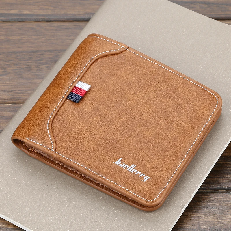 

Wallet men purses Men Card Holder Bifold Front Pocket Wallet with box Business card holder genuine leather male clutch purse