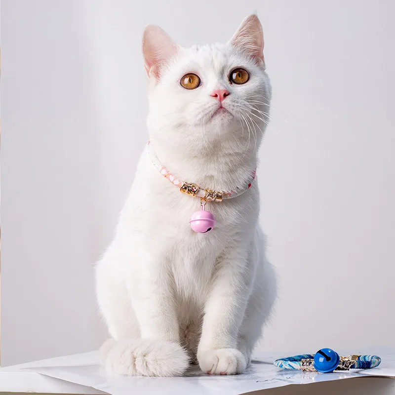 Adjustable 29-36cm Pet Cat Collar With Bell Charm Necklace Collar For Cats Kitten Small Dogs Chihuahua Collars Pet Accessories