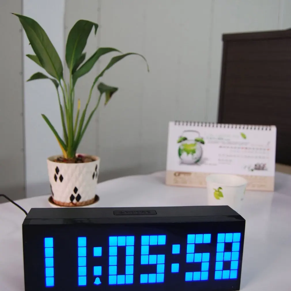 LED Digital Alarm Clocks Smart Creative Bedside Speech Control Alarm Clock Square Multi-function Alarm