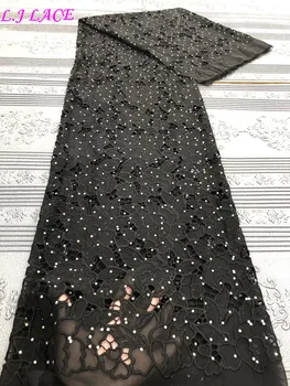 

Nice black white stoned french lace beauty flower embroidered lace fabrics gauze tulle lace fabrics elegant design lace