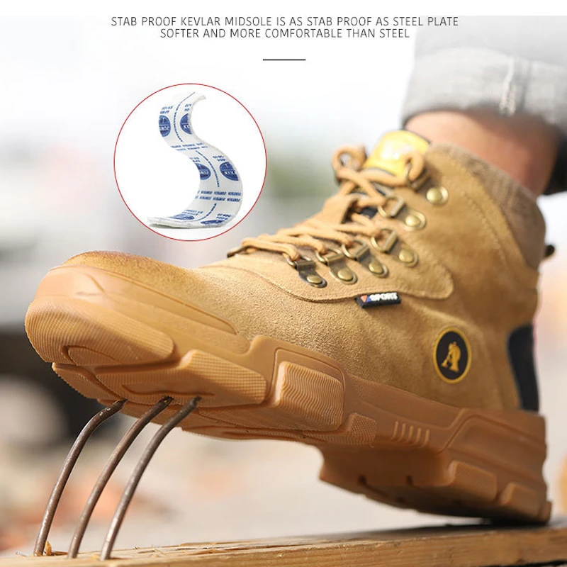 Botas de seguridad para construcción para y zapatos de trabajo resistentes al agua, con punta de acero alta Industrial, de seguridad| - AliExpress
