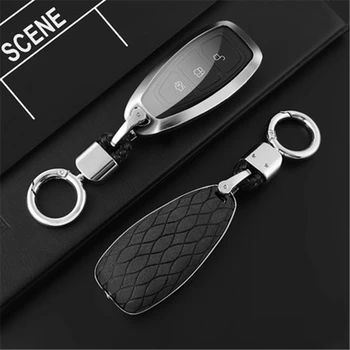 

Zinc Alloy Suede Leather Car Smart Key Case Cover Holder For Ford Fiesta Focus mk3 mk4 Mondeo Ecosport Kuga Focus ST Accessories