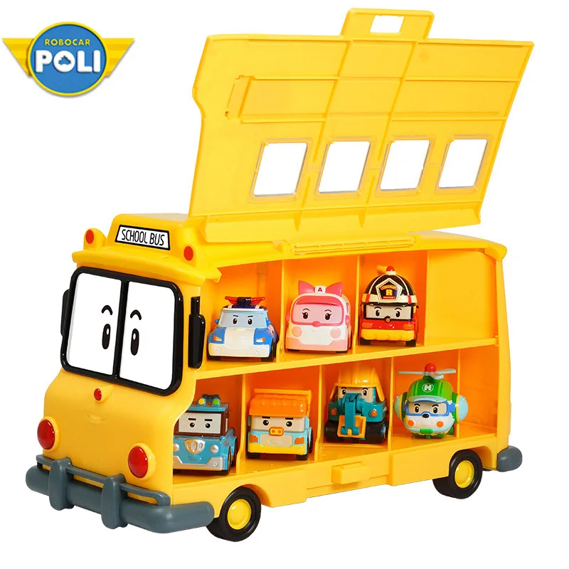 Robocar Poli Acion фигурка спасательного штаба набор для хранения стоянок склад школьный автобус сплав автомобиль игрушка подарок - Цвет: 2
