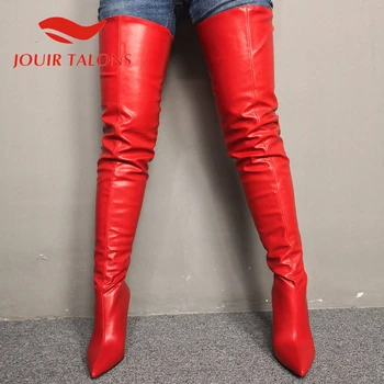 

JOUIR TALONS Brand Design Plus Size 47 Women Boots Thin Heel Pointed Toe Over-the-Knee Zipper Platform Spring/Autumn Woman shoes
