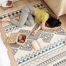 120*170cm bawełna Retro i len antypoślizgowy dywan na podłogę sypialnia pokój mały dywanik dekoracja dla dorosłych wielofunkcyjny zmywalny