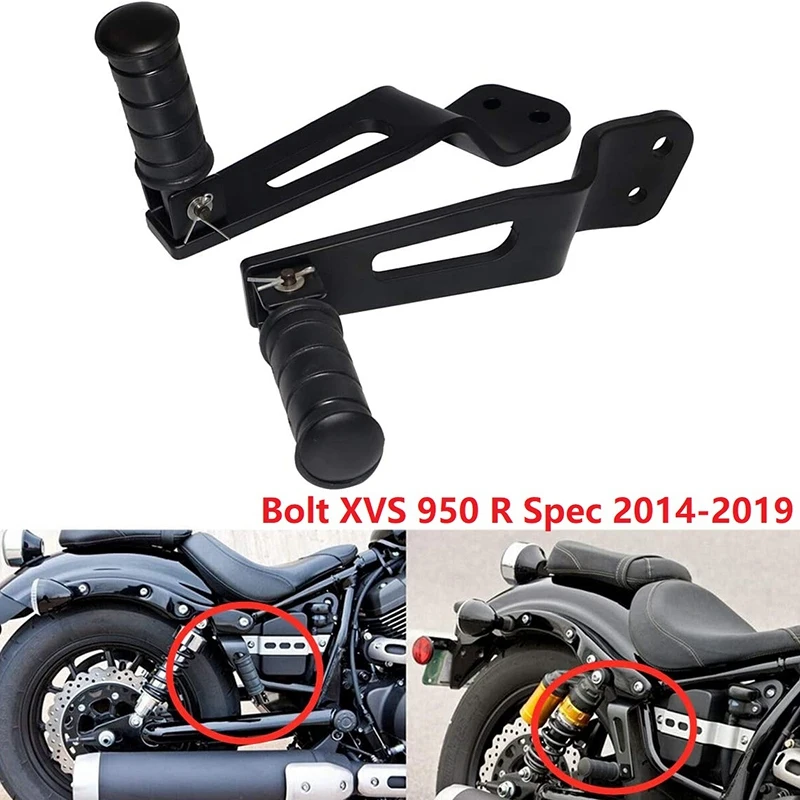 Black Rear Passenger Foot Peg Footrest Bracket Set for Yamaha Bolt XVS