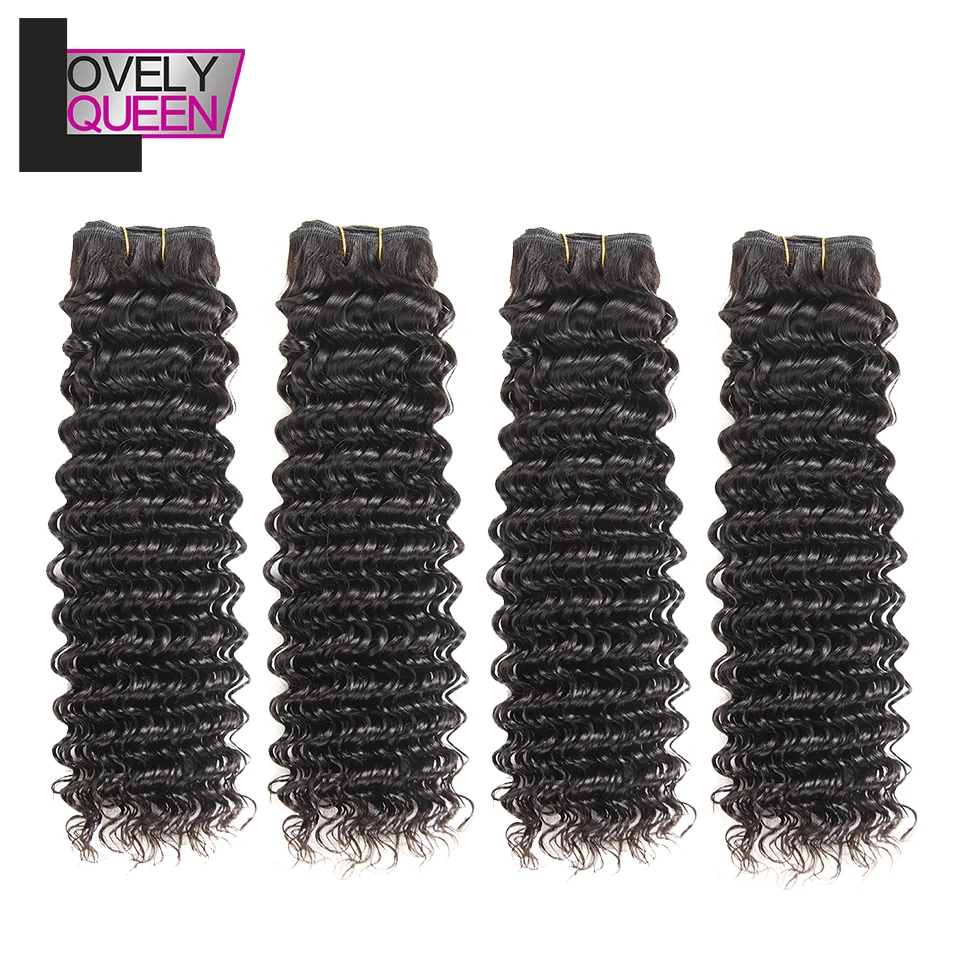 

Peruvian Deep Wave Bundles Weave 4 Bundles Human Hair Weavings Non Remy Grade Natural color