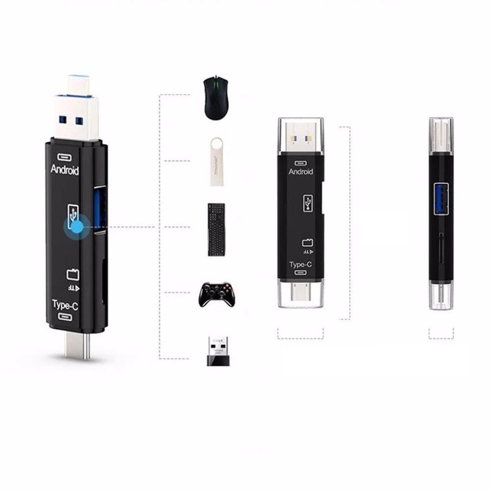 Многофункциональный 3 в 1Type-C/Micro USB к OTG концентратор адаптер с TF кард-ридером