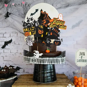 

Happy Birthday Pumpkin Castle Halloween Theme Cake Grimace Bat Witch Children Kids Cake Topper Insertion Supplies Decoration