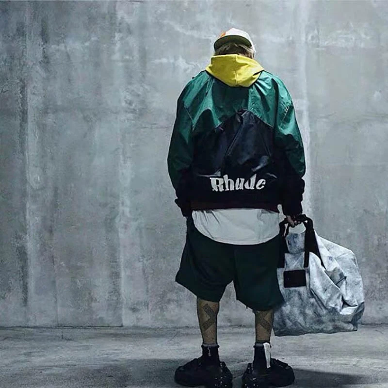 RHUDE черная зеленая красная стеганая куртка 2019 осень зима теплая Мужская Женская