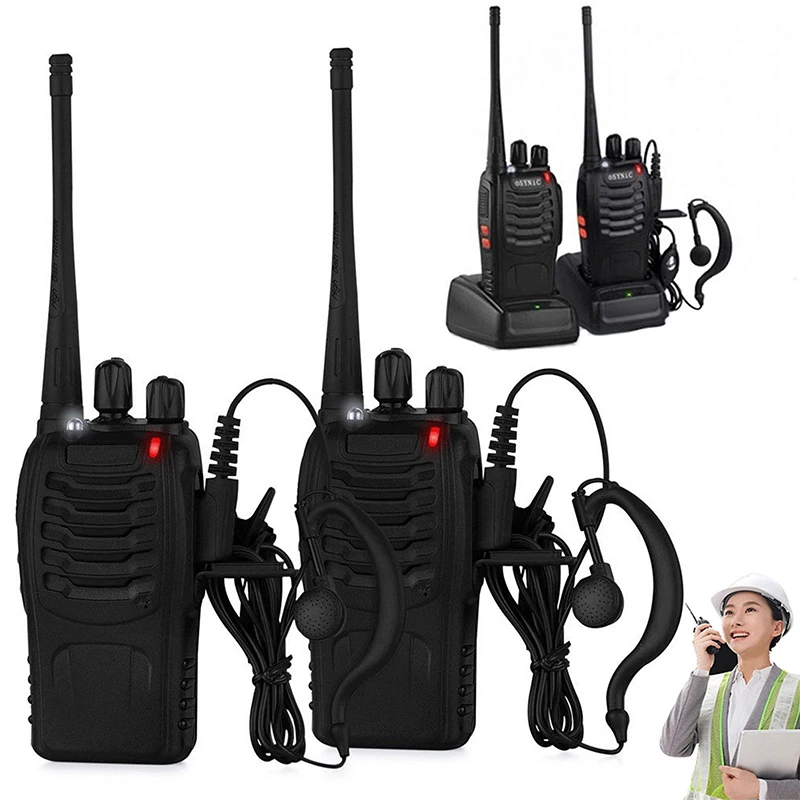 2 шт Профессиональный двухсторонний радиоприемник UHF Walkie Talkie трансивер, монтируемый без инструментов Размеры(без антенны): прибл. 60x33x115 мм