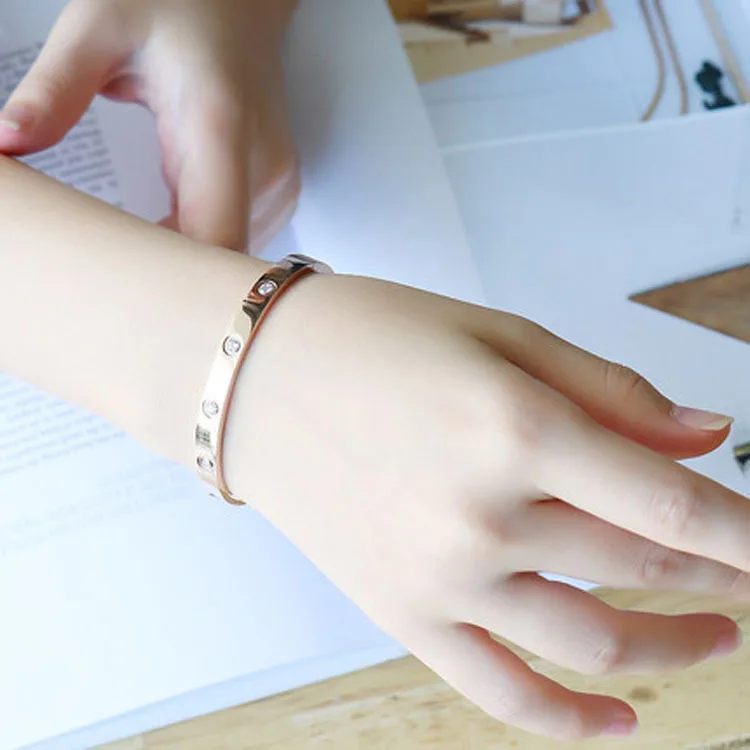Bangle Bracelet Crystal Bracelets Silver Color Gold Rose Gold Color Rhinestone Crystal Bangles & Bracelet Classic Woman Cuff Bangles Fashion Party Jewelry