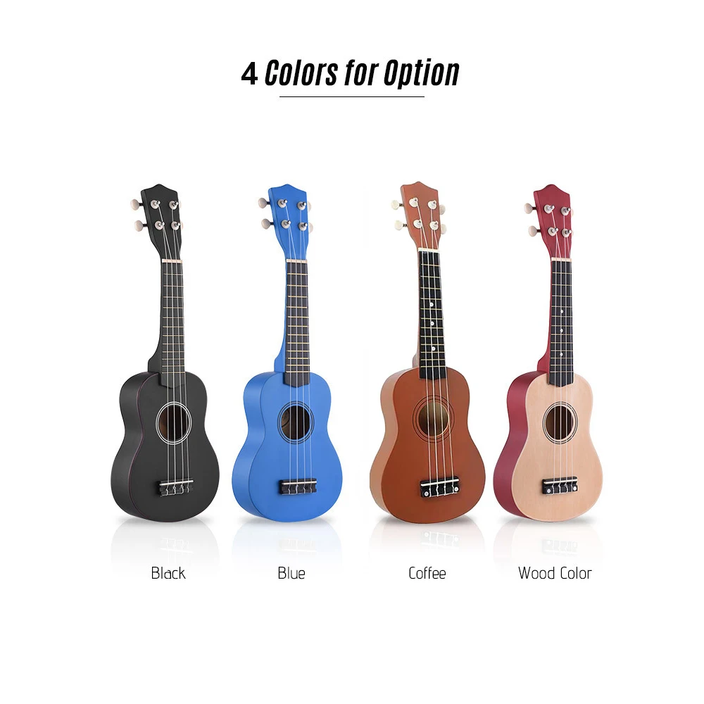 2" набор укулеле липа цветная акустическая сопрано укулеле гитара музыкальный инструмент для начинающих с тюнером+ струна+ ремень+ сумка