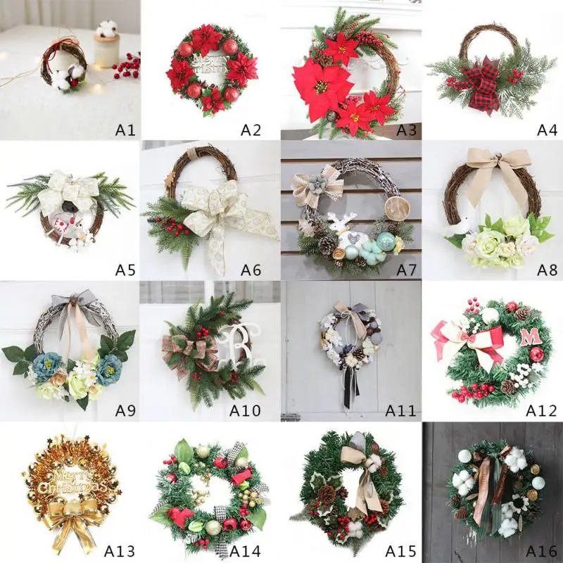 

Simulation Flower Ring Christmas Flower Christmas Wreath with Pine Cones Xmas Home Party Decoration Vine Circle Wall Door Decor