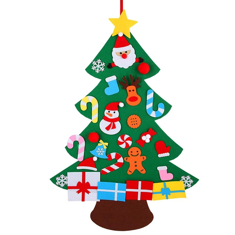 3D войлочная Рождественская елка Настенный 3 фута комплект для рождественской елки с орнаментом для детей рождественские DIY украшения