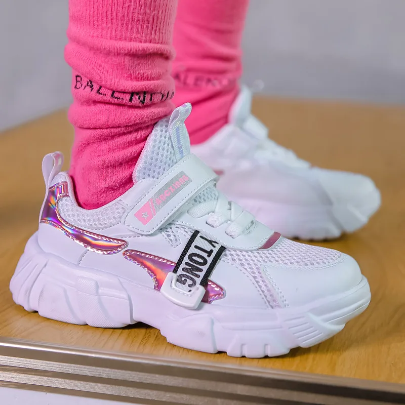 ULKNN Girls' Shoes 2020 Spring  Autumn 3 GIRL'S 4 Mesh 5 Soft-Sole Spring Small CHILDREN'S 9-Year-Old KIDS White Sports Shoes