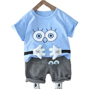 

Summer Infants Baby Boys Clothing Set Handsome Cartoon Glasses t shirt + Pants Shorts 2pcs Outfits Boy's Clothes Sport Suit