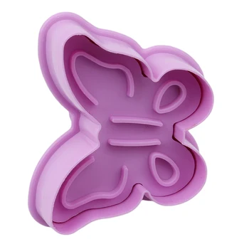 

4PCs/ Set Cookie Stamp 3D Butterfly Form Biscuit Plunger Cutter Baking Christmas Cake Decorating Tools selo carimbo de biscoito