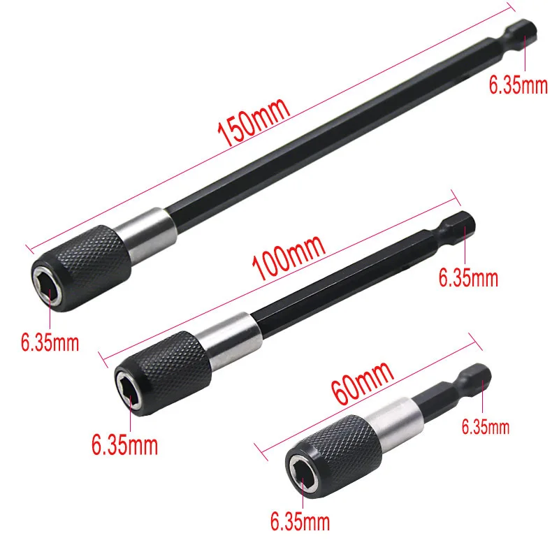 

3pc 60/100/150mm electric drill connecting rod Set Hex Electronics Drill Screwdriver Holder Extension Connect Rod for Power Tool