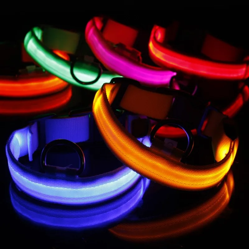 

Pet Dog Collar LED Light Flashing Dog Collars Traction Belt Adjustable Collar Chargeable with USB Dogs Neck Band Led Dog Collar