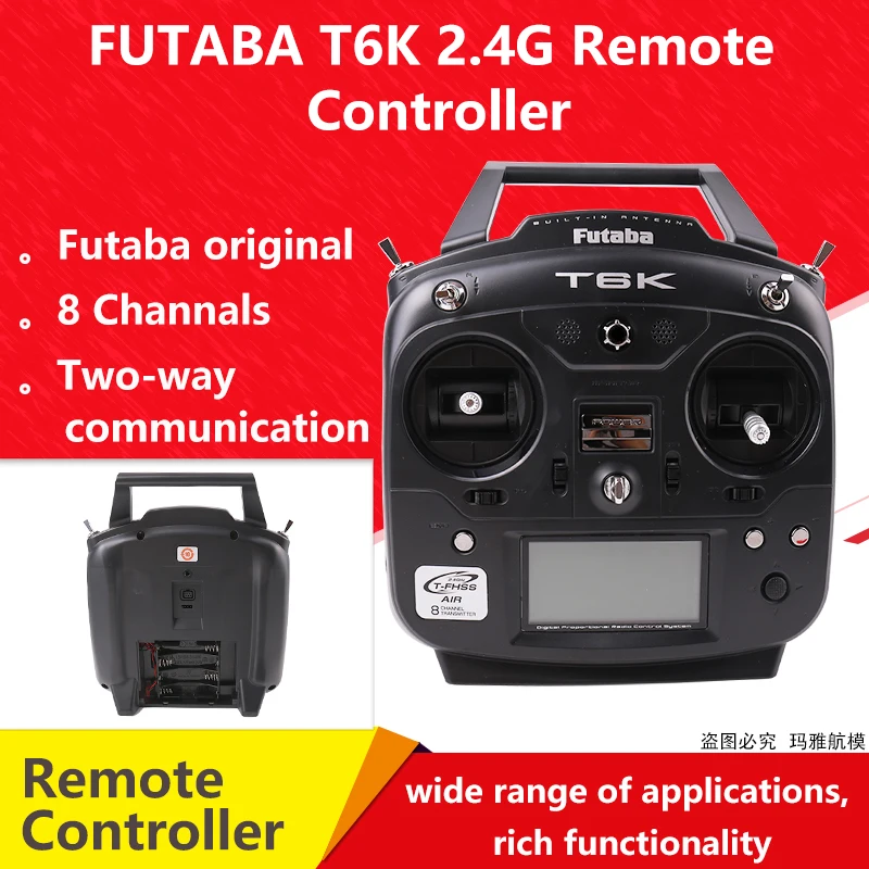 

Original FUTABA T6K Remote Controller 8 Channal 2.4G Two-way Transmisson V2.0 Software 6ch with R3006SB Receive