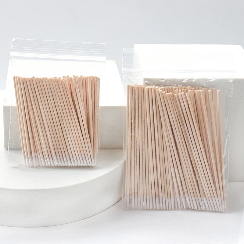 Disposable Ultra-small Cotton Swab 100pcs Lint Free Micro Brushes Wood Cotton Buds Swabs Eyelash Extension Glue Removing Tools