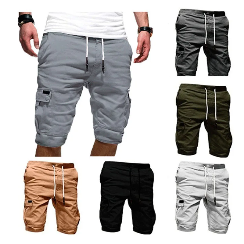 Мужские повседневные шорты с несколькими карманами, однотонные дышащие мужские брюки для лета GDD99