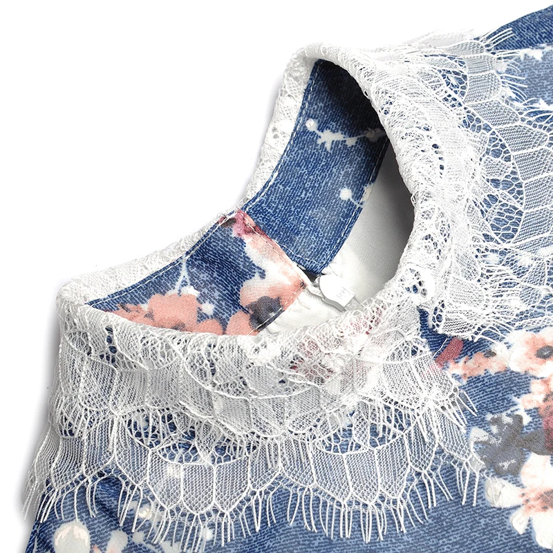 Romantic Women Lace Blue Party 2020 Spring Autumn Elegant Flare Sleeve 